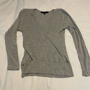Grey wrap front look sweater